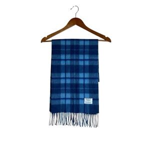 Lochmere blue Douglas plaid 100% cashmere scarf
